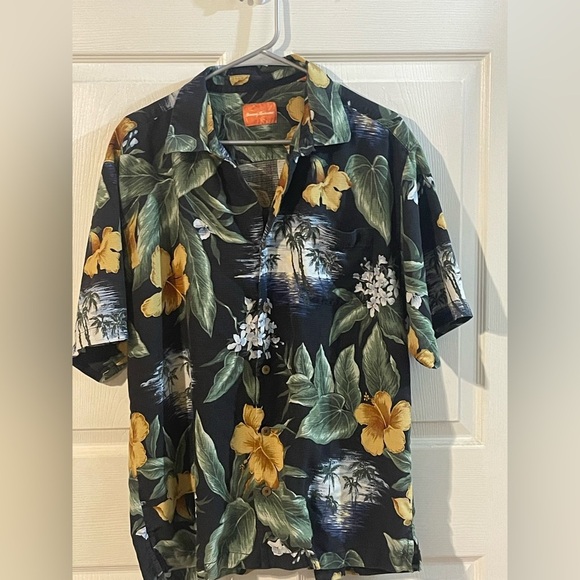 Tommy Bahama Other - Tommy Bahama Black and Yellow Floral Shirt 100% silk